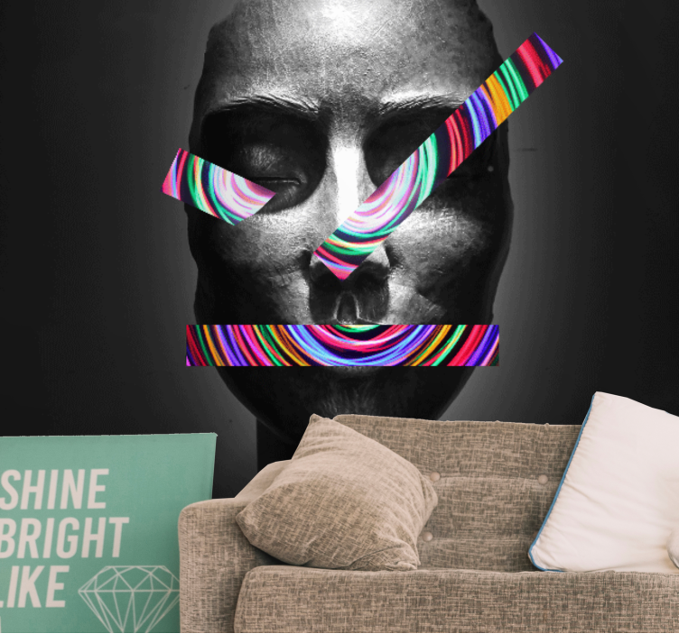 Abstract facial features wall mural painting - TenStickers