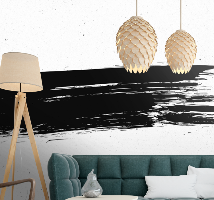 Abstract mural wallpaper black brush stroke - TenStickers