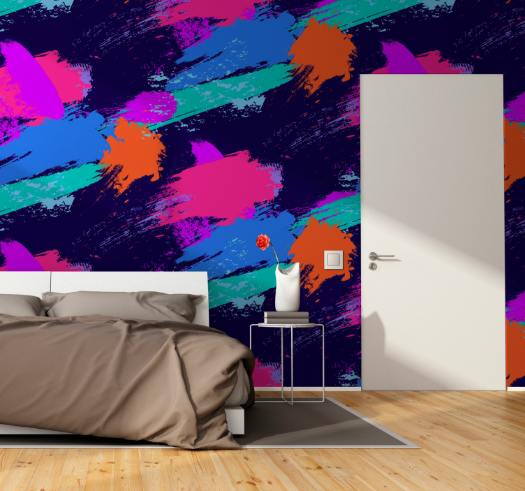 Abstract mural wallpaper colorful brush strokes - TenStickers