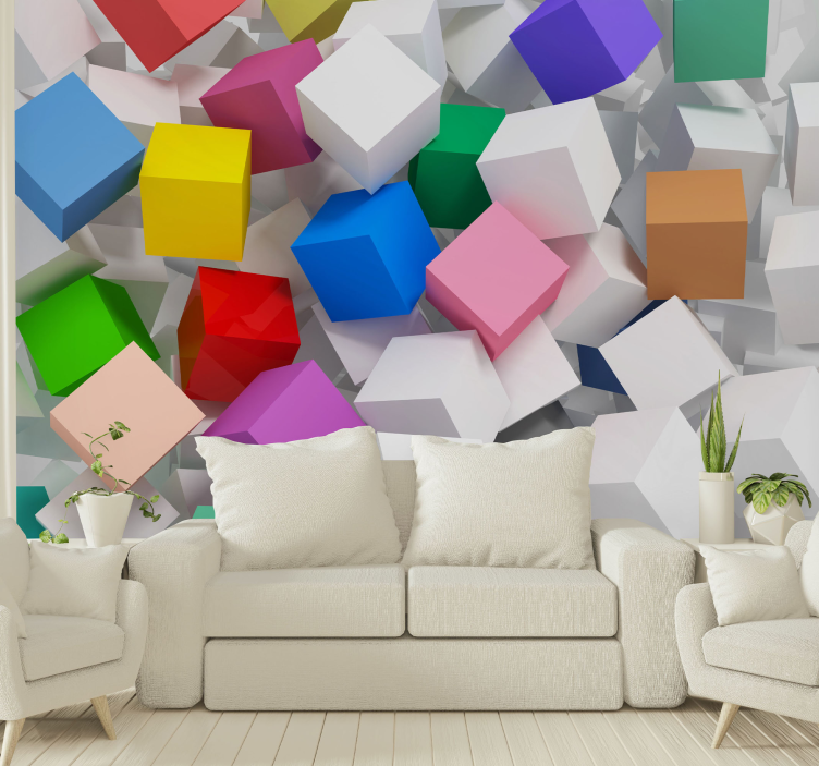Abstract mural wallpaper colorful geometric shapes - TenStickers