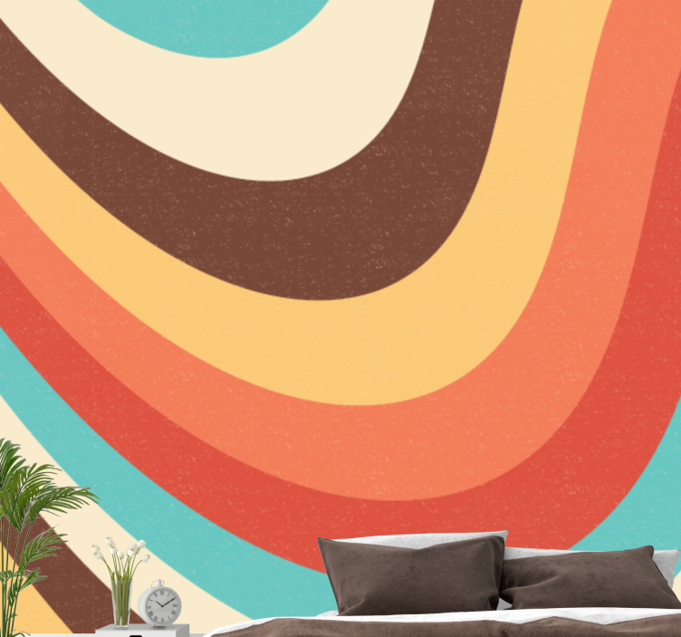 Abstract mural wallpaper curved color waves - TenStickers