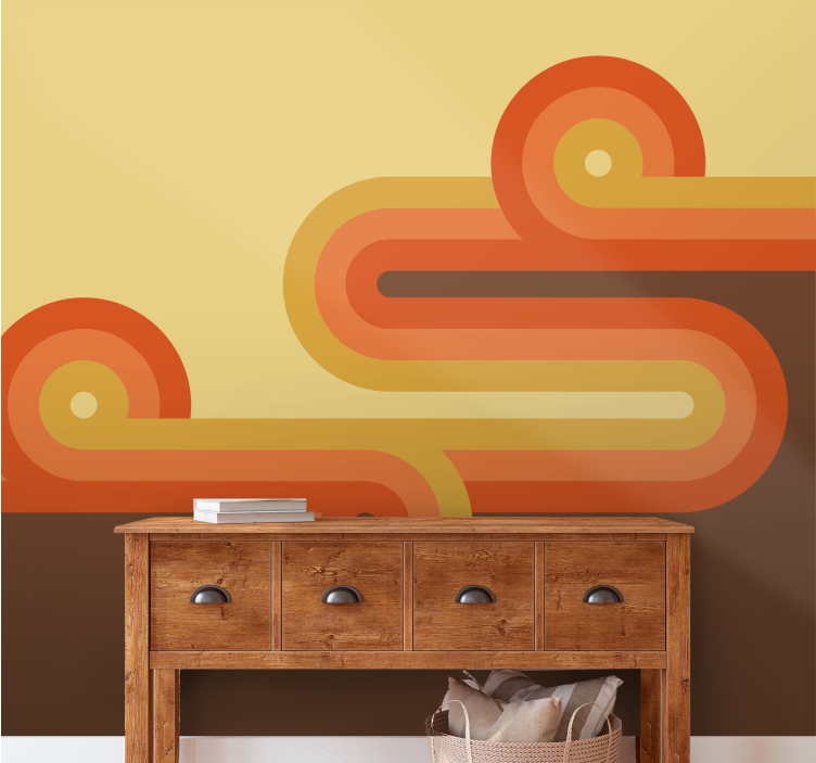 Abstract mural wallpaper curved orange lines - TenStickers