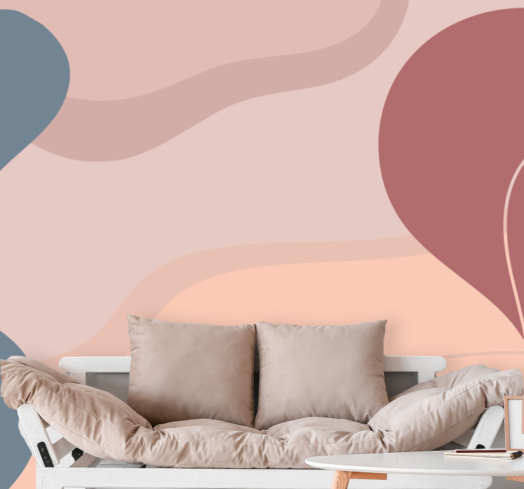 Abstract mural wallpaper curved shape layering - TenStickers