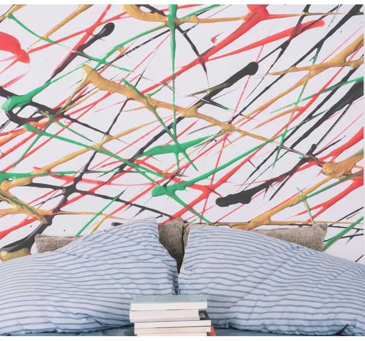 Abstract mural wallpaper energetic brush strokes - TenStickers