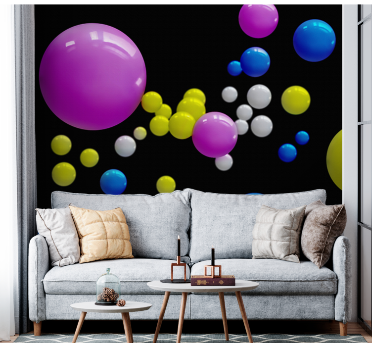 Abstract mural wallpaper floating colorful orbs - TenStickers