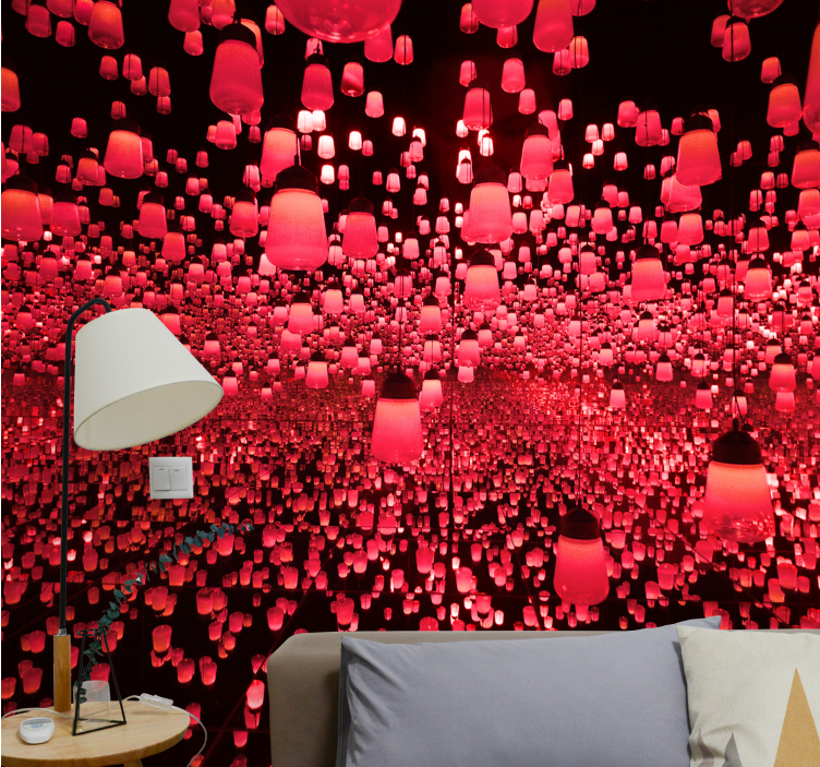 Abstract mural wallpaper floating lanterns illusion - TenStickers