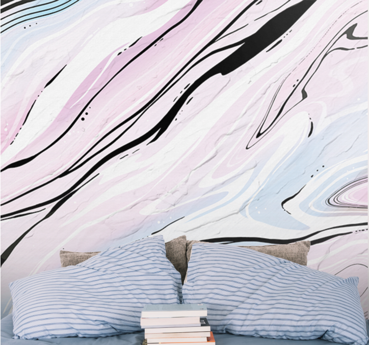 Abstract mural wallpaper flowing marble design - TenStickers