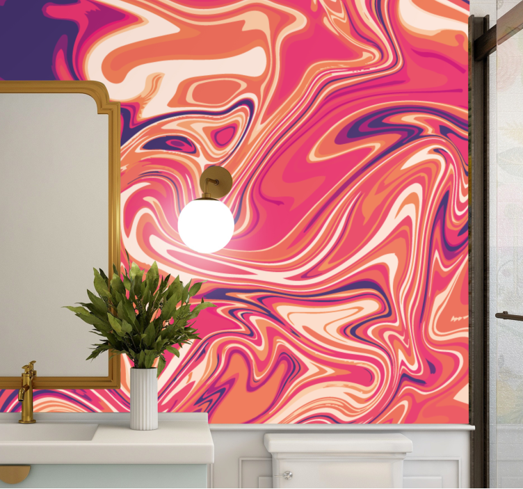 Abstract mural wallpaper flowing swirl designs - TenStickers