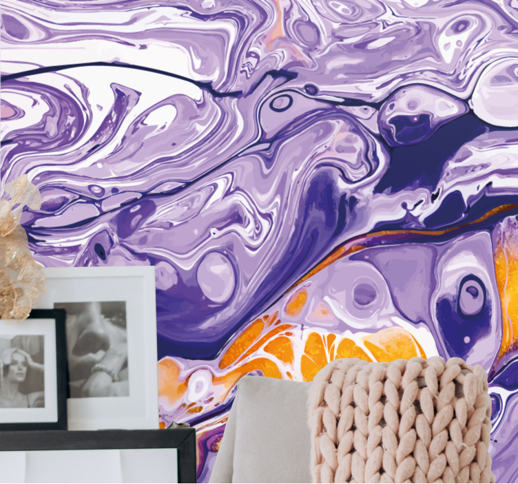 Abstract mural wallpaper fluid purple swirl - TenStickers
