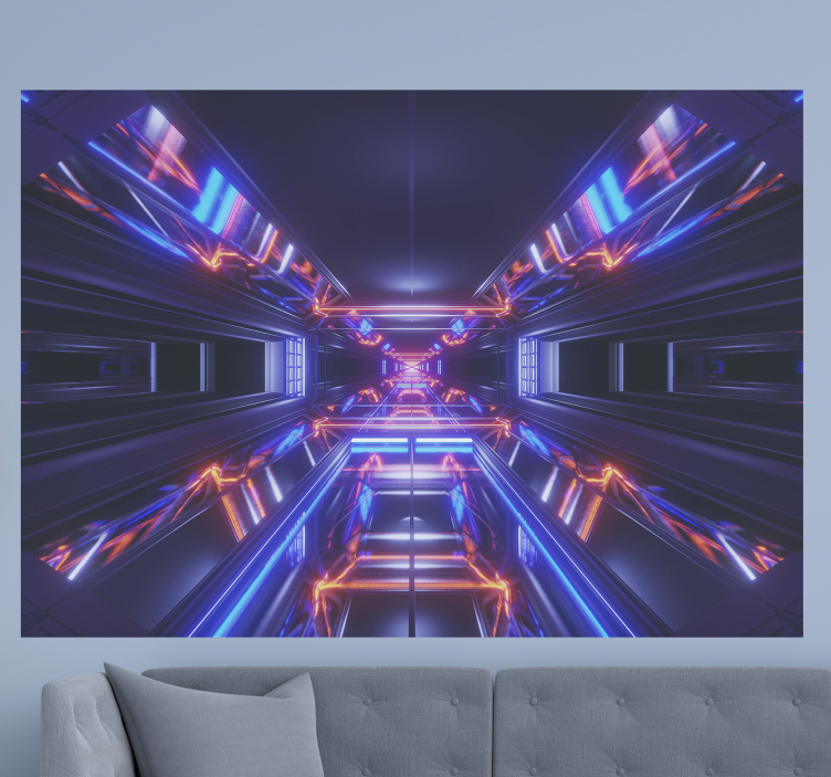 Abstract mural wallpaper futuristic neon path - TenStickers