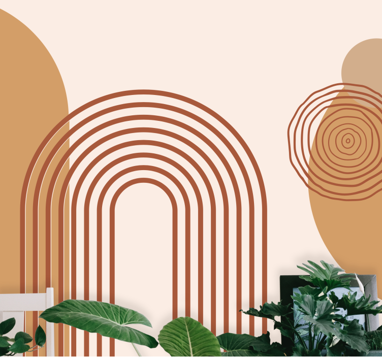 Abstract mural wallpaper geometric curved lines - TenStickers