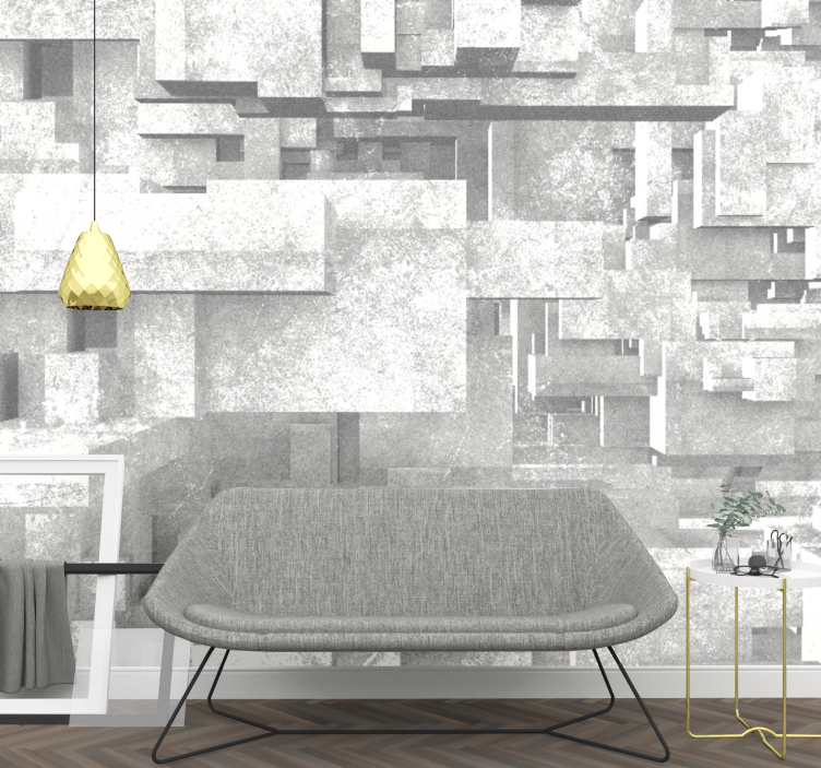 Abstract mural wallpaper geometric layered design - TenStickers