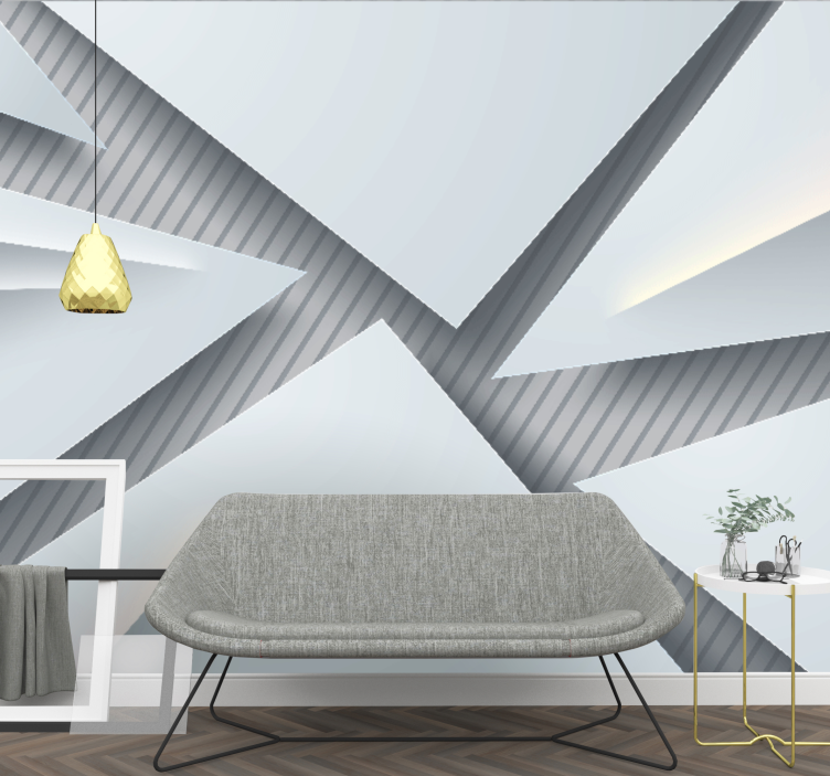 Abstract mural wallpaper geometric layered shapes - TenStickers