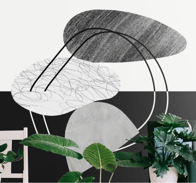 Abstract mural wallpaper geometric mono shapes - TenStickers