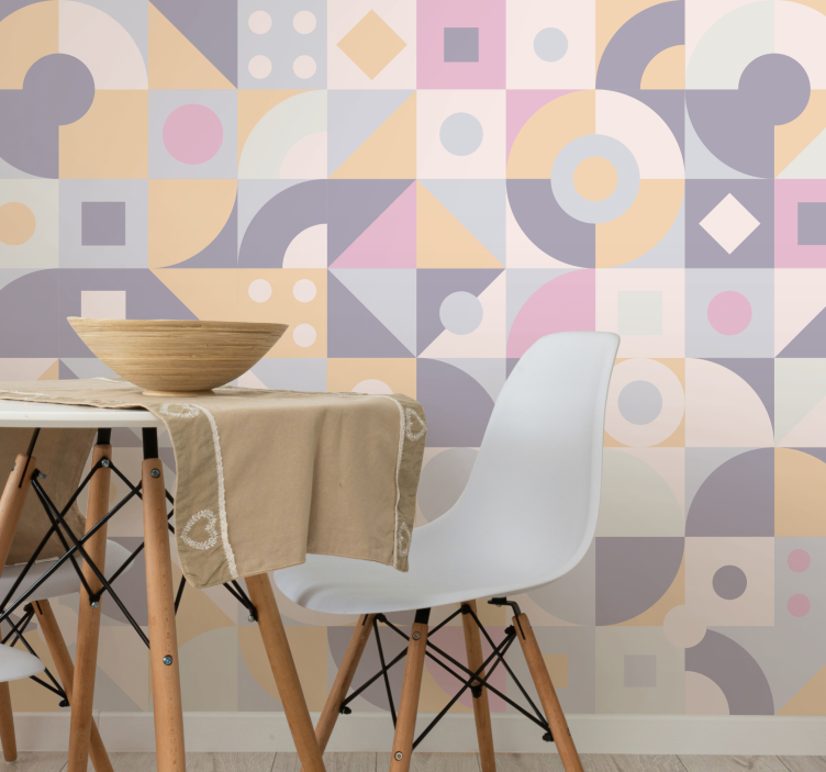 Abstract mural wallpaper geometric pastel designs - TenStickers