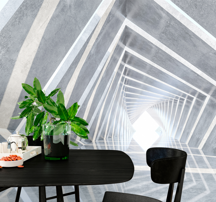 Abstract mural wallpaper geometric perspective depth - TenStickers