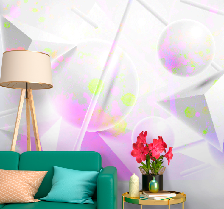 Abstract mural wallpaper geometric shapes fusion - TenStickers