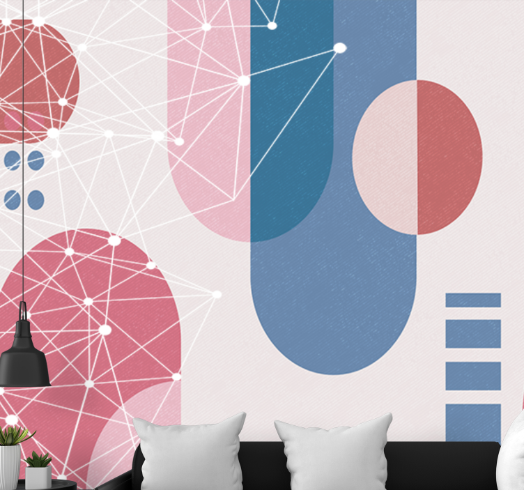 Abstract mural wallpaper geometric shapes network - TenStickers