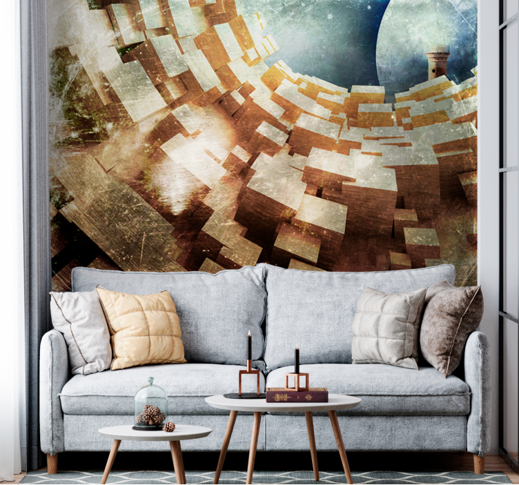 Abstract mural wallpaper geometric structure design - TenStickers