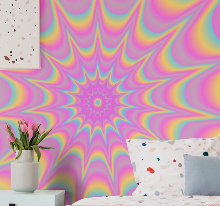 Abstract mural wallpaper hypnotic radiating design - TenStickers