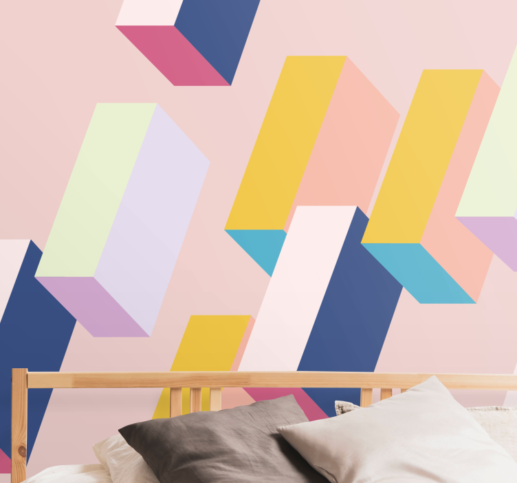Abstract mural wallpaper in geometric block design - TenStickers