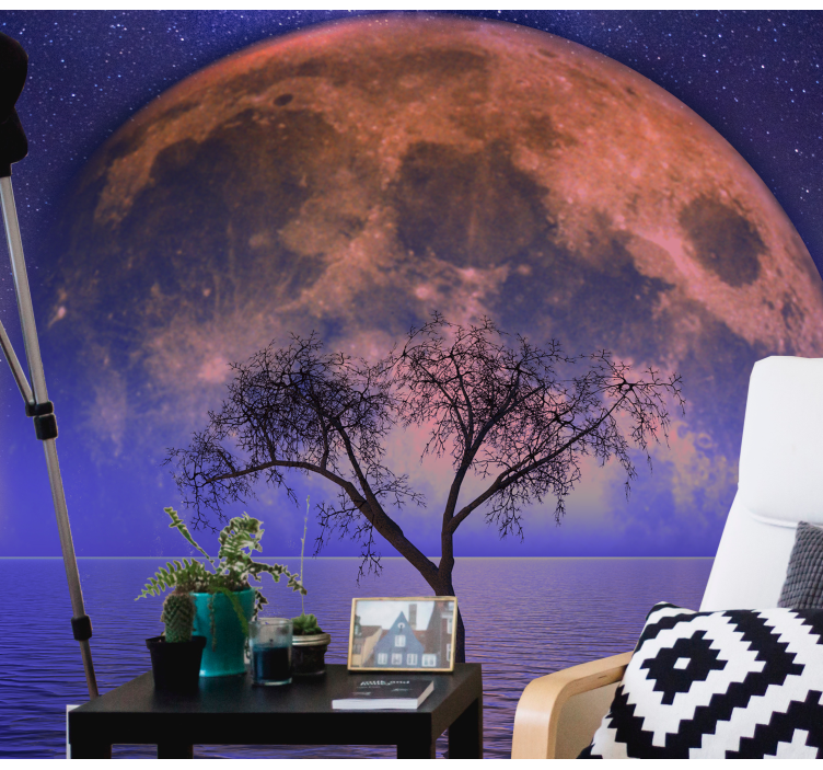 Abstract mural wallpaper lunar serenity landscape - TenStickers