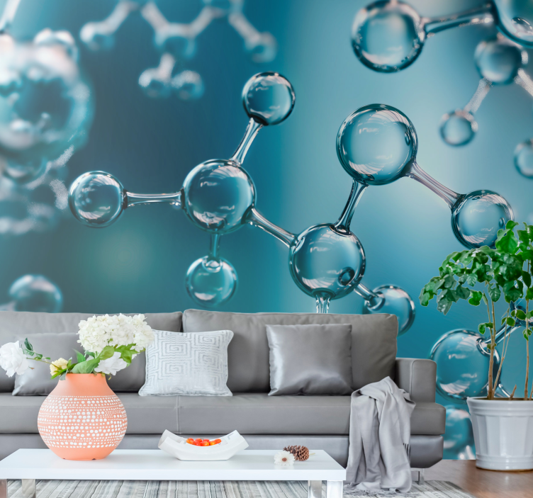 Abstract mural wallpaper molecular structure waves - TenStickers