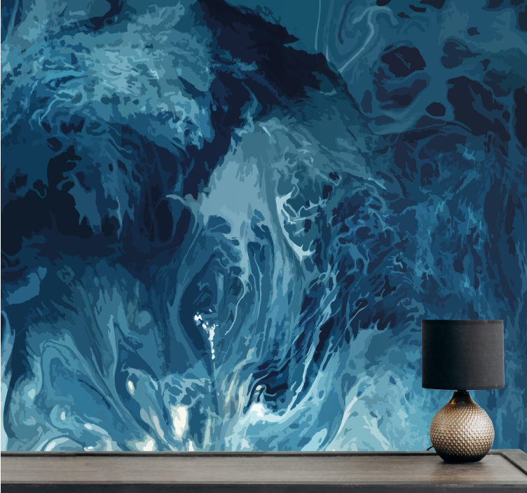 Abstract mural wallpaper oceanic swirl design - TenStickers