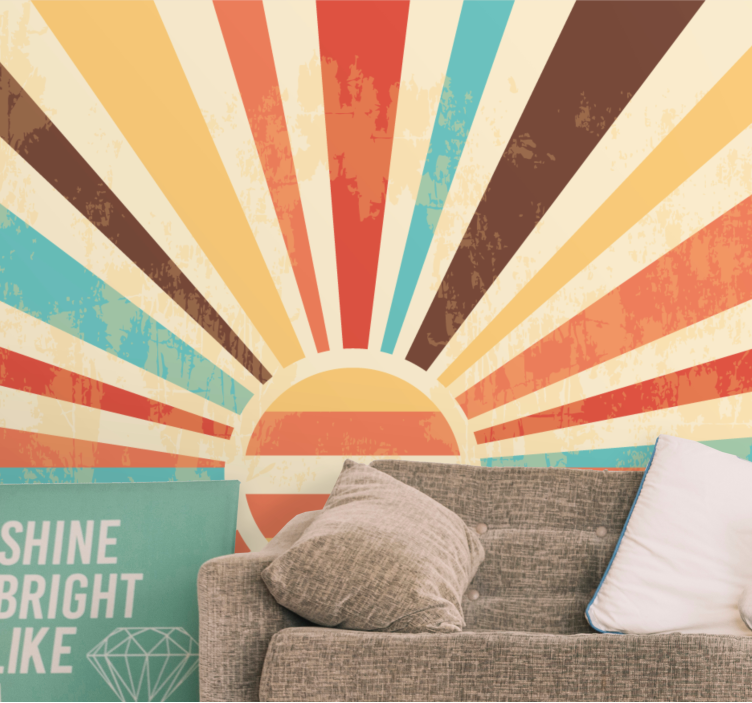 Abstract mural wallpaper radiant sunburst design - TenStickers