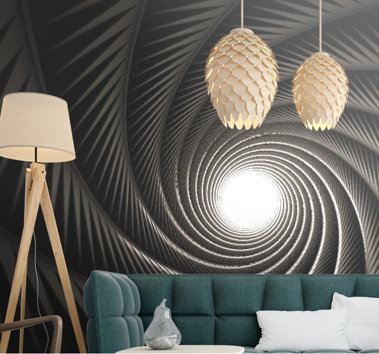 Abstract mural wallpaper spiraling light tunnel - TenStickers