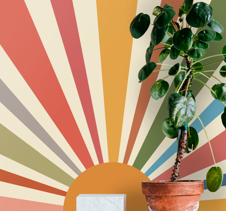 Abstract mural wallpaper sunrise rays design - TenStickers
