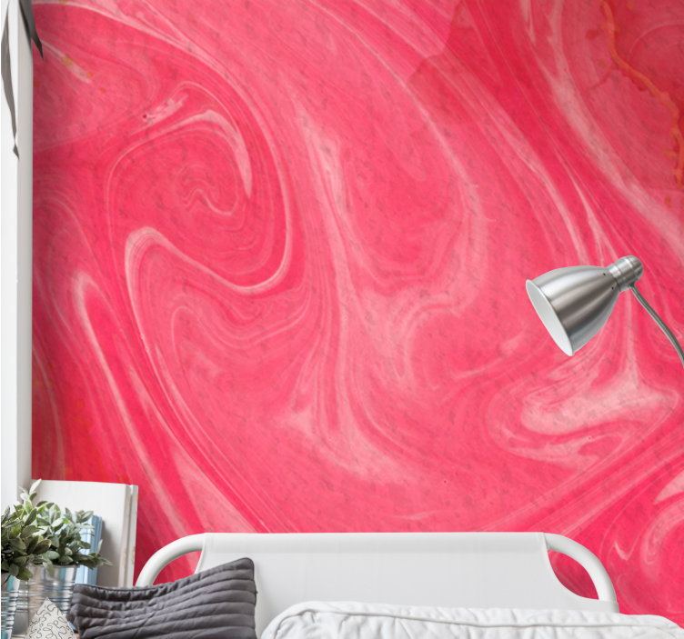 Abstract mural wallpaper swirling pink designs - TenStickers