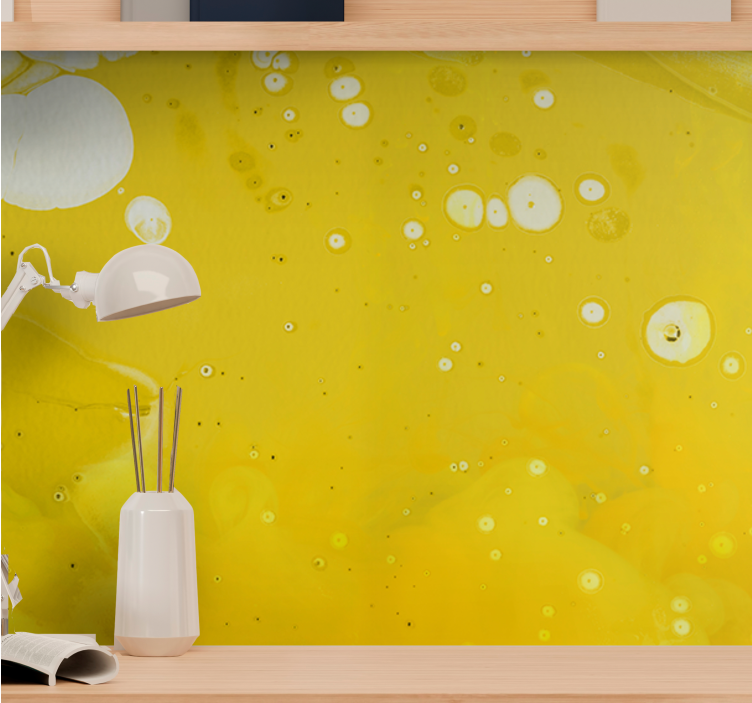 Abstract mural wallpaper swirling yellow designs - TenStickers
