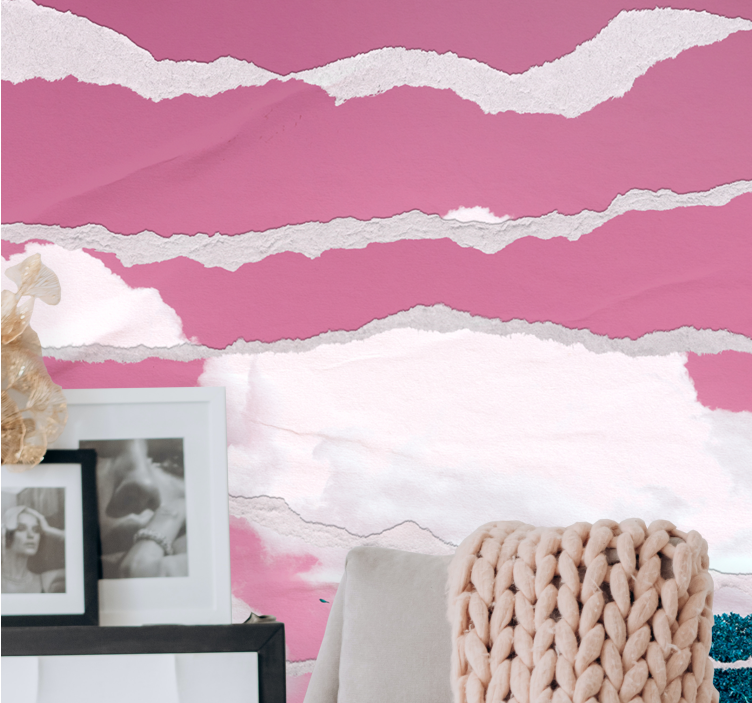 Abstract mural wallpaper torn cloud layers - TenStickers
