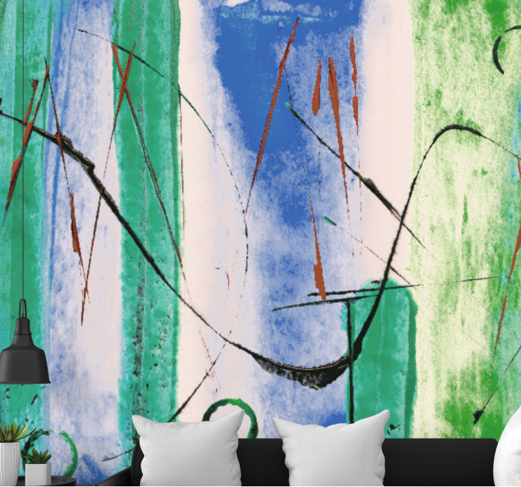 Abstract mural wallpaper with flowing line designs - TenStickers