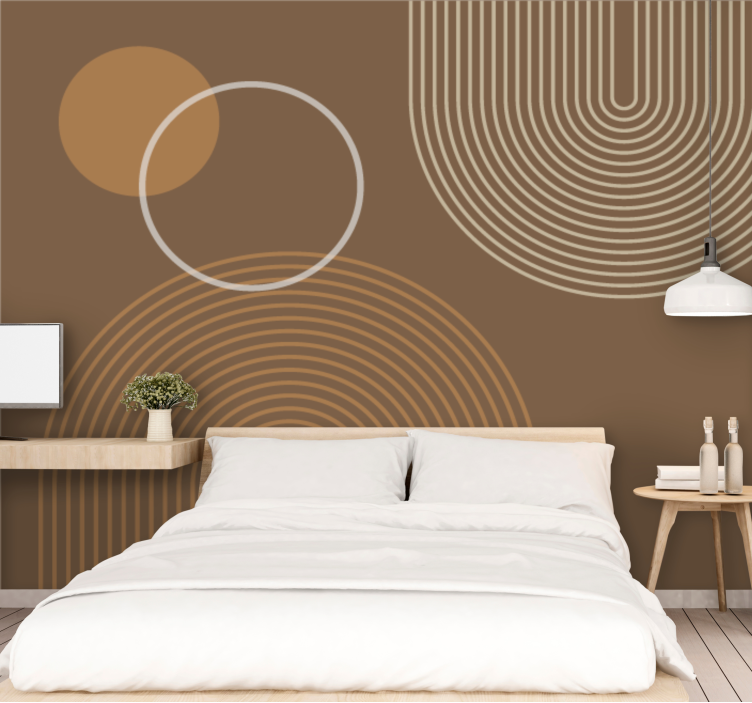 Abstract mural wallpaper with geometric circle designs - TenStickers