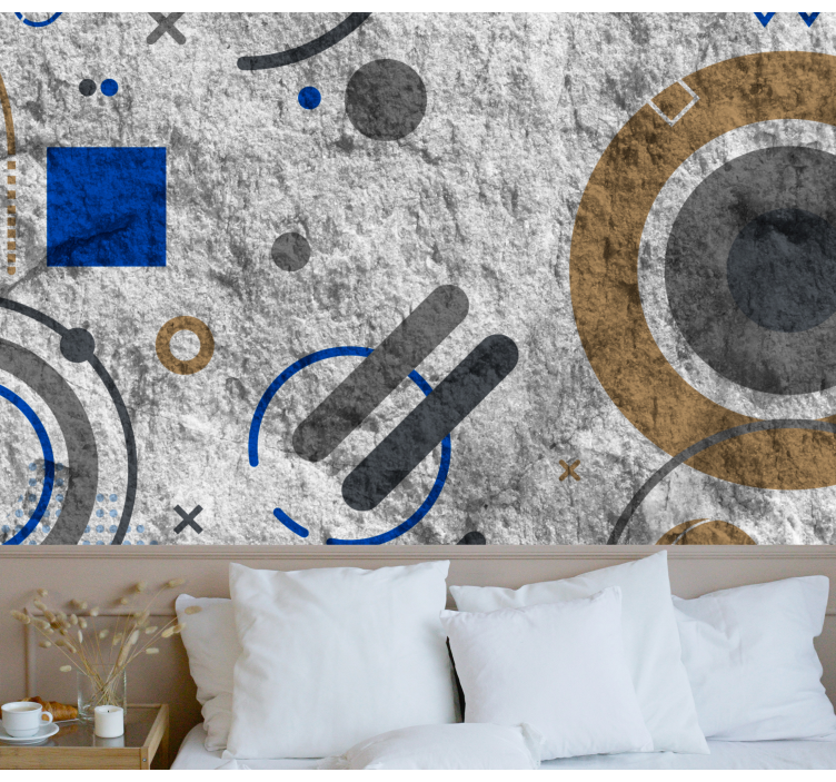 Abstract mural wallpaper with geometric circular designs - TenStickers