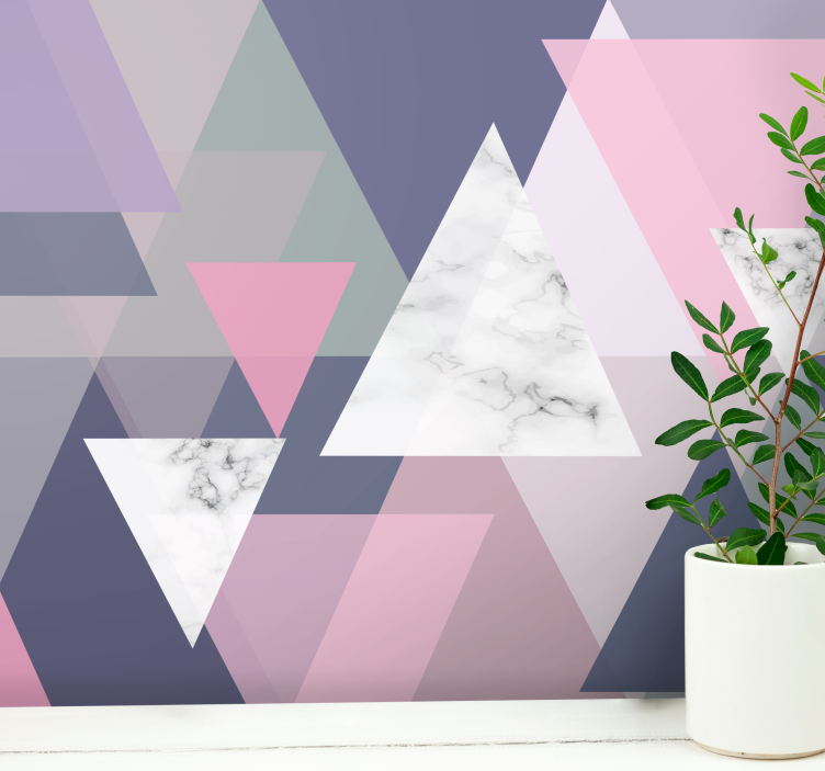 Abstract mural wallpaper with geometric triangle designs - TenStickers