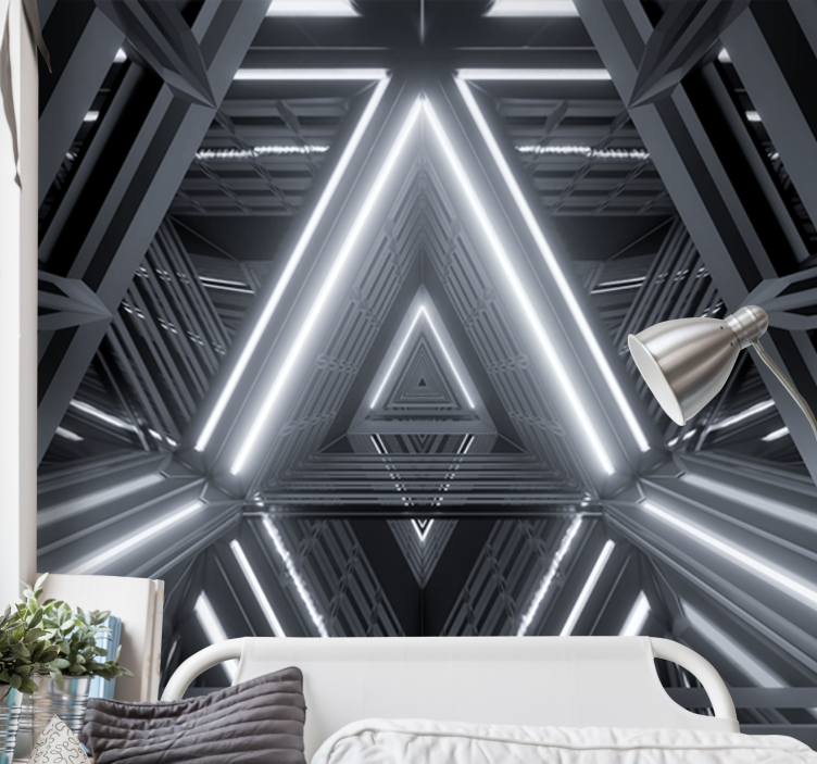 Abstract mural wallpaper with triangular glow design - TenStickers