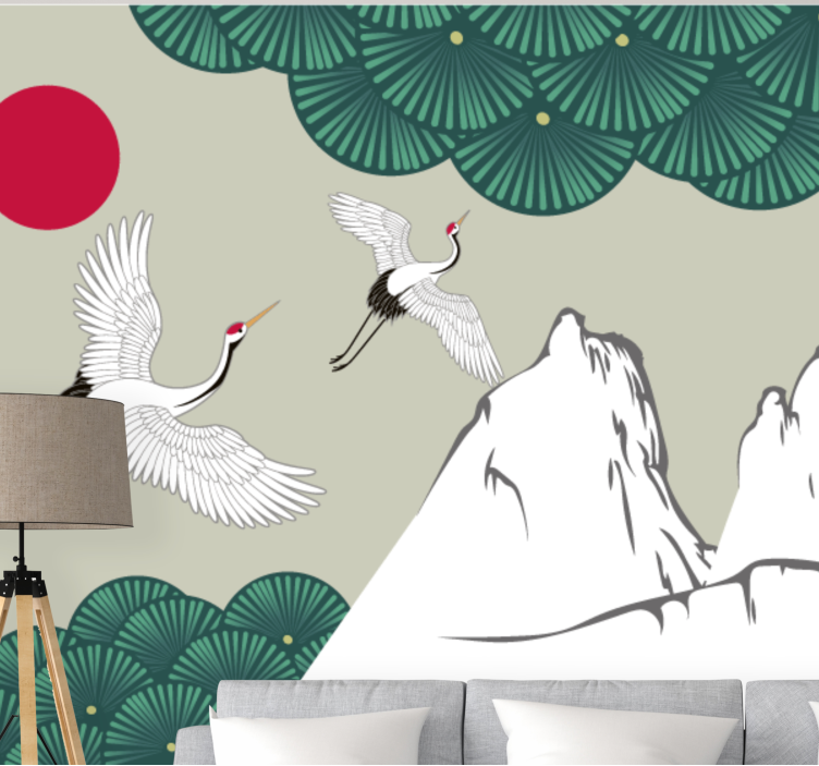 Africa wall mural cranes and mountains design - TenStickers