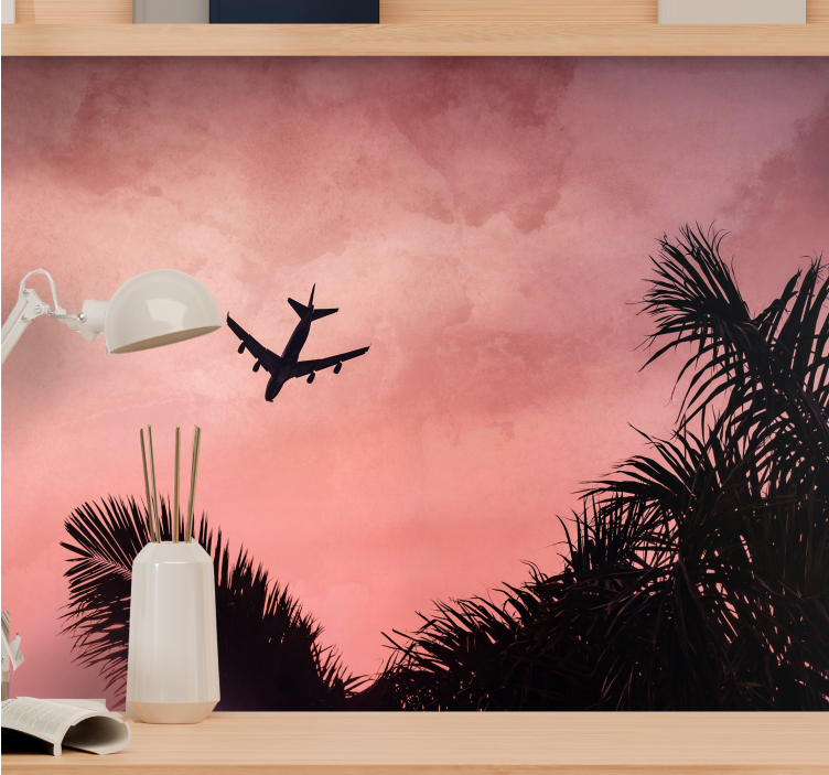 Airplane Silhouette at Dusk automotive wall murals - TenStickers