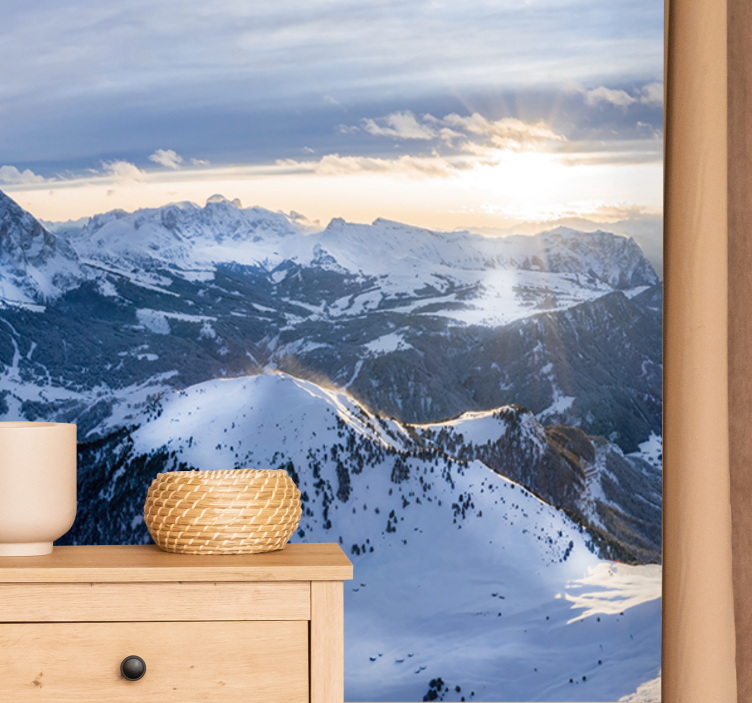 Alpine Sunrise Panorama mountain wall mural - TenStickers