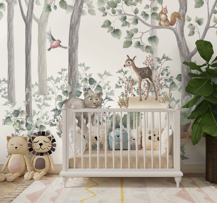 animals in the woods wall mural nursery - TenStickers