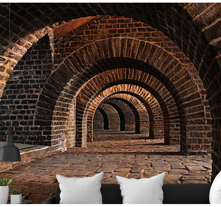 Arched Stone Passage 3d mural wallpaper - TenStickers