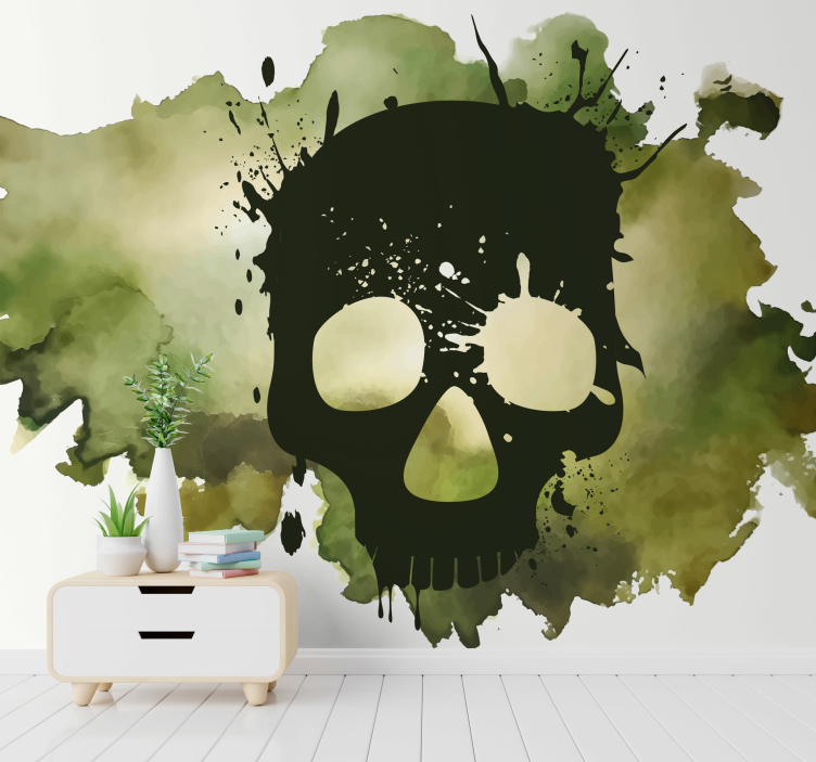 Artistic skull splash urban art wall mural - TenStickers