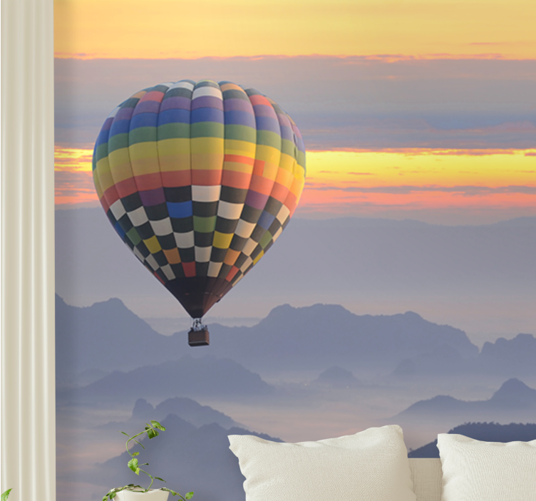 Automotive wall murals aerial balloon journey - TenStickers