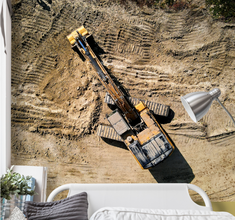 Automotive wall murals excavator in action - TenStickers