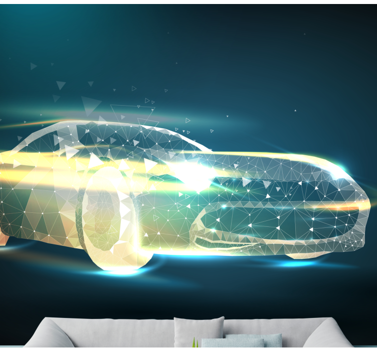 Automotive wall murals geometric car motion - TenStickers