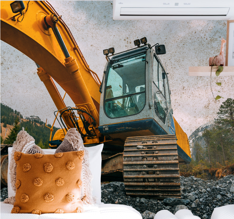 Automotive wall murals heavy machinery excavator - TenStickers