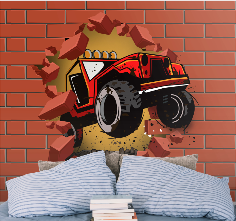 Automotive wall murals red monster truck - TenStickers